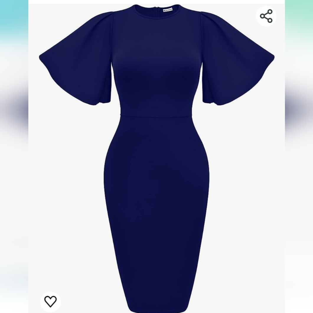 Basic Bodycon Ruffle Flared Short Sleeve Pencil Midi Dress Size Medium